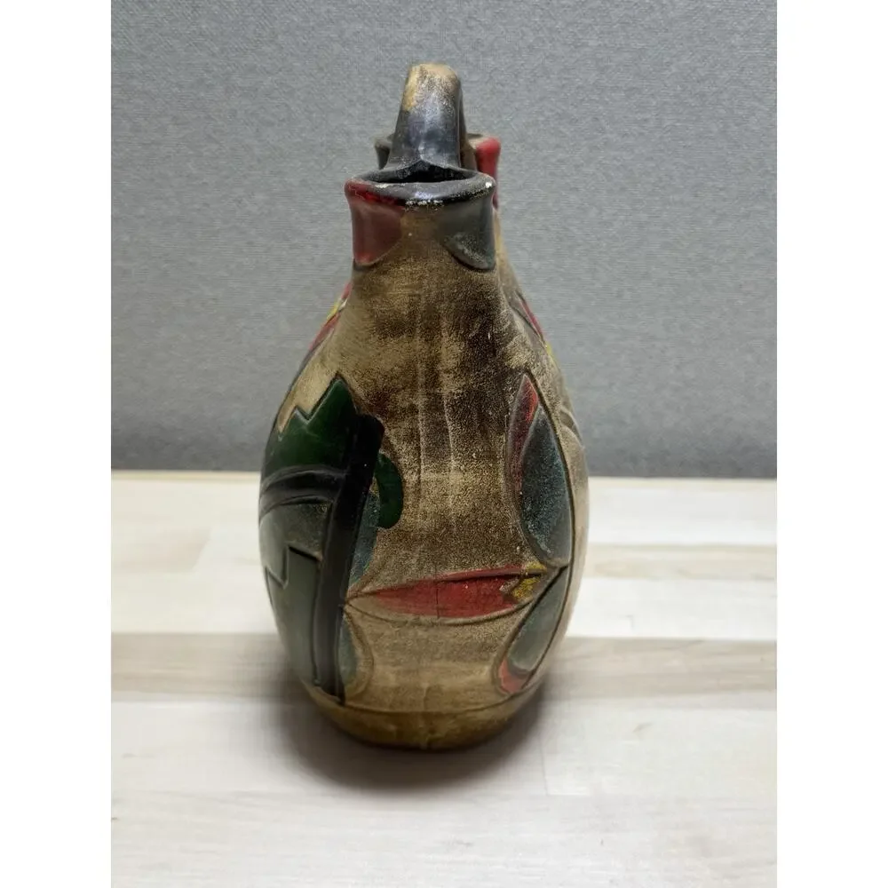 VTG Southwestern Wedding Vase Double Spout Pottery Pitcher Tribal Mid Century‎